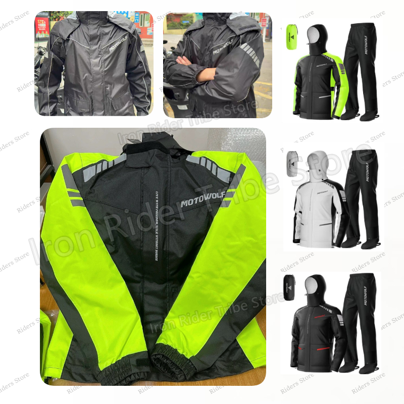 Cycling Commuter Rain Jacket - 모토울프 방수 반사 오토바이 레인 재킷