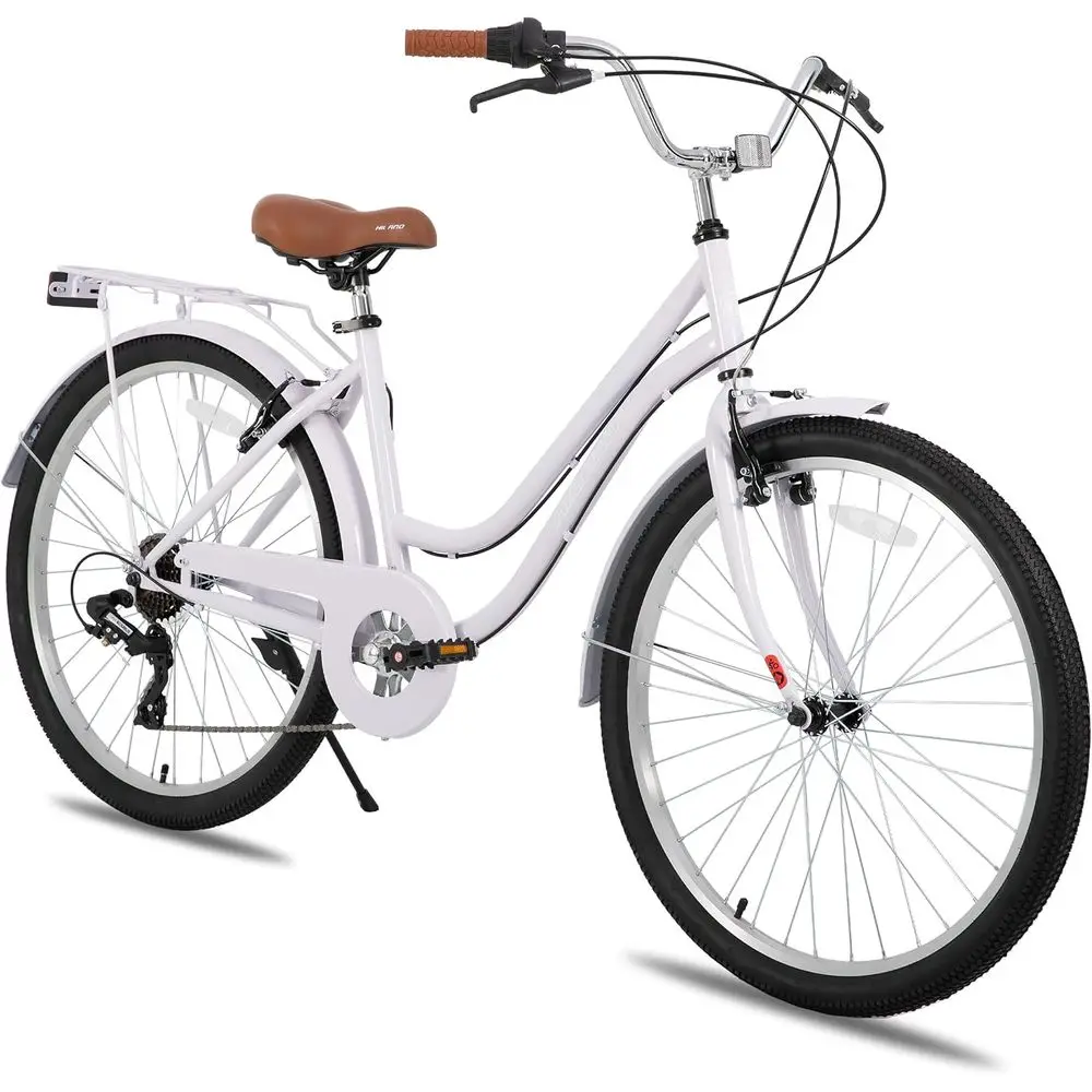 Cycling Commute Speed - 26인치 7단 스텝스루 크루저 자전거(남녀공용, 후면